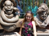 Jordan Poses With New Friends At Haunted Mansion